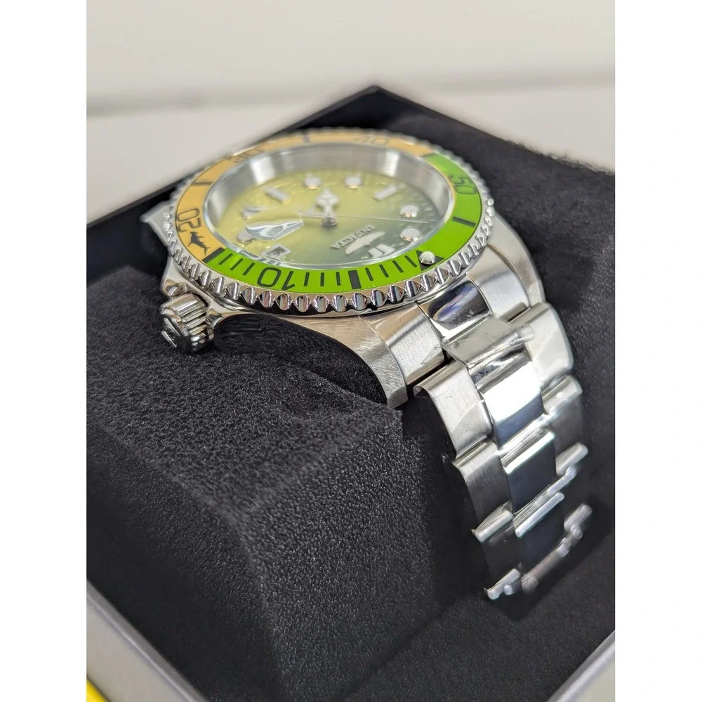 Invicta Pro Diver 50896 Mens Watch 42mm Sprite Starry Green Yellow Bezel Steel